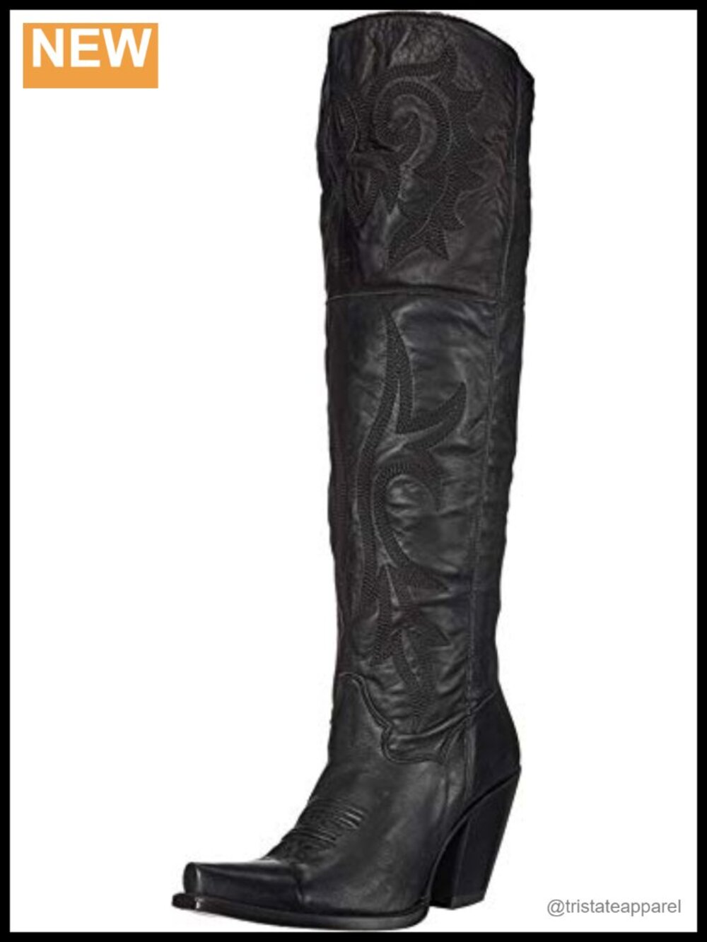 Dan Post Jilted Embroidered Snip Toe Over the Knee Dress Boots Leather